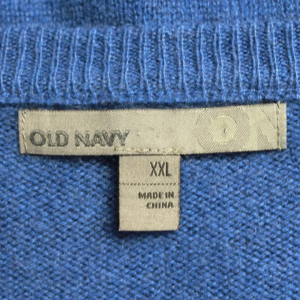 Old Navy 100% Cashmere Soft Warm Blue V-Neck Sweater XXL